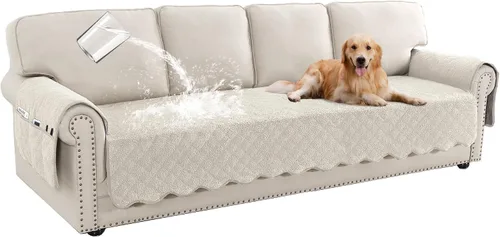 Miniatura 11 de Turquoize Fundas de sofá impermeables para perros, fundas protectoras para mascotas, fundas de sofá lavables con bolsillo lateral para sofá de 3
