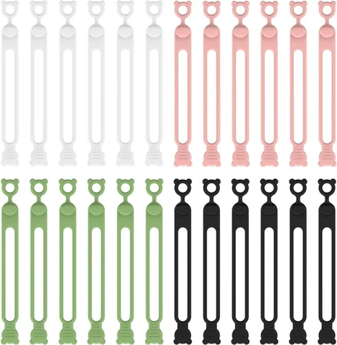Miniatura 7 de 24 bridas de silicona reutilizables, organizador de cables, artículos esenciales de viaje, organización de cocina y oficina (negro)