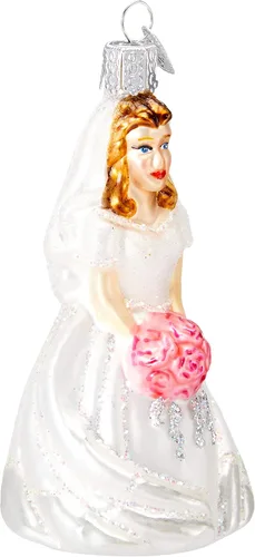 Miniatura 8 de Old World Christmas - Adorno de caja de regalo "Recién casados" de vidrio soplado para árbol de Navidad, decoración navideña artesanal, colección