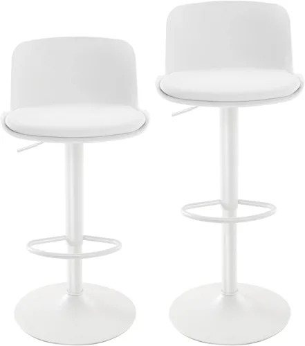 Miniatura 11 de YOUTASTE Juego de 2 taburetes de bar totalmente negros, taburetes de bar giratorios ajustables con respaldo, asientos de silla de bar acolchados