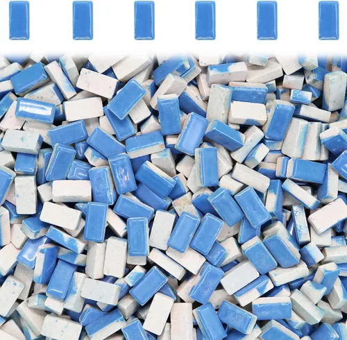 Miniatura 22 de Azulejos de mosaico azul claro, forma de gotas de lluvia, mosaico para manualidades a granel, 50 piezas de forma de lágrima, mosaico, azulejos