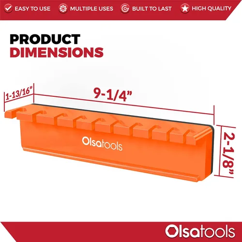 Miniatura 5 de Olsa Tools Organizador Magnético para Llaves - Naranja - Compatible con SAE de 3/8" a 15/16" y Métrica de 10mm a 19mm - Solución Duradera
