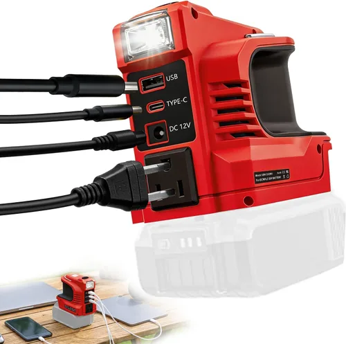 Miniatura 12 de Inversor de corriente real de 220 W compatible con batería DeWalt de 20 V, CC 20 V a CA 110 V-120 V estación de energía portátil con 1 salida de CA