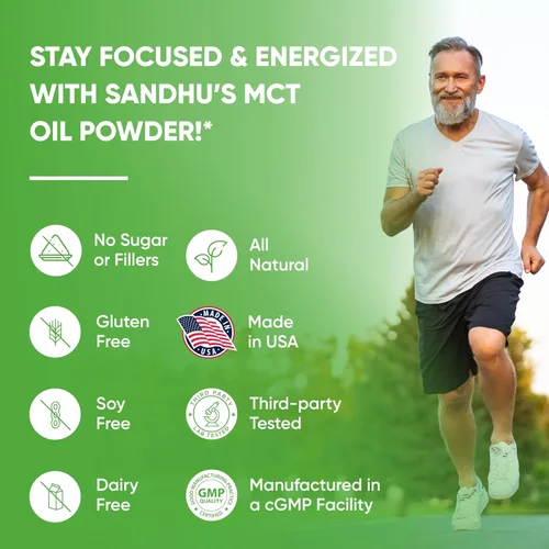 Miniatura 6 de Sandhu's MCT Aceite en polvo con fibra prebiótica 35 porciones Orgánico - Keto Combustible de ácidos grasos para cuerpo y cerebro 100%