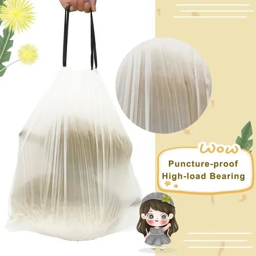 Miniatura 3 de Bolsa de basura con cordón de 4 galones, pequeñas bolsas de basura de 15 litros, 90