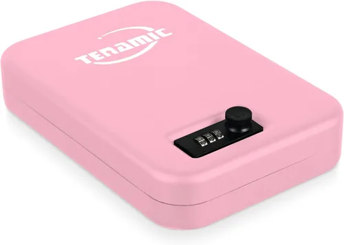 Miniatura 10 de Tenamic Caja de seguridad para pistolas, caja de seguridad portátil para viajes, caja de seguridad de acero sólido para armas en el hogar, cajas