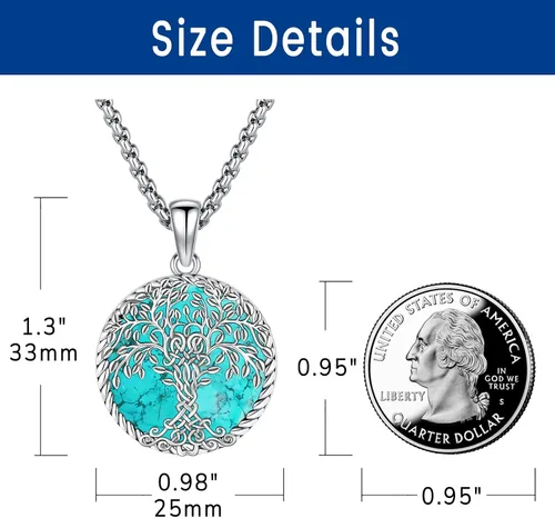 Miniatura 137 de Joyas de turquesa para mujeres y hombres de plata de ley 925 con colgante de urna para cenizas, collar con medallón de imagen, martillo de Thor