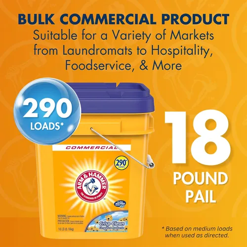 Miniatura 4 de Arm & Hammer detergente en polvo para la ropa, Crisp Clean, cubo de 18 libras