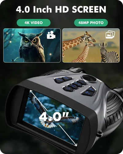 Miniatura 5 de Night Vision Goggles, 4K Night Vision Binoculars, 4" HD Screen Binoculars, 10X Digital NightVision for Adults, 4000mAh Battery Gray, 9 Gear Infrared
