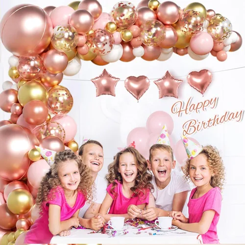 Miniatura 5 de Kit de guirnalda de arco de globos de oro rosa de 157 piezas, globos metálicos de oro rosa y oro rosa blanco para cumpleaños, baby shower, despedida