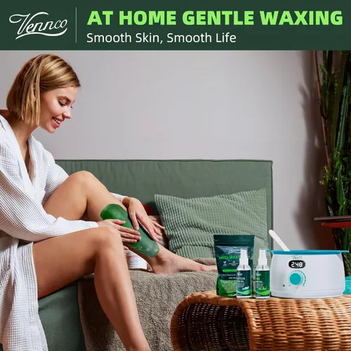 Miniatura 7 de Vennco Kit de depilación digital con perlas de cera dura de aloe de 2.5 libras para depilación en casa para pieles sensibles