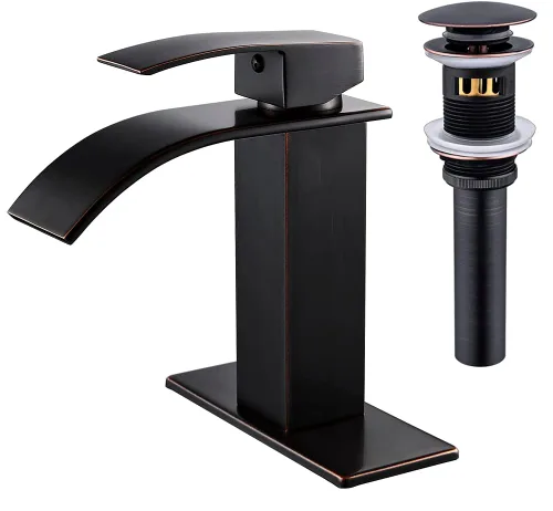 Miniatura 13 de VOTON Grifos de Baño Cascada Níquel Cepillado Modernos de Una Sola Manija Grifo de Lavabo para 1 o 3 Orificios con Placa de Cubierta y Desagüe