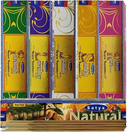 Miniatura 5 de Paquete variado de varillas de incienso Satya #1 y paquete de soporte para varillas de incienso con 6 fragancias de la serie natural