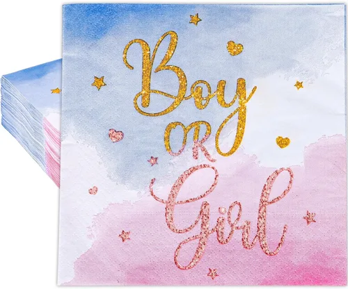 80 servilletas de papel para revelación de género para niños o niñas, servilletas desechables de acuarela azul y rosa decorativas para suministros