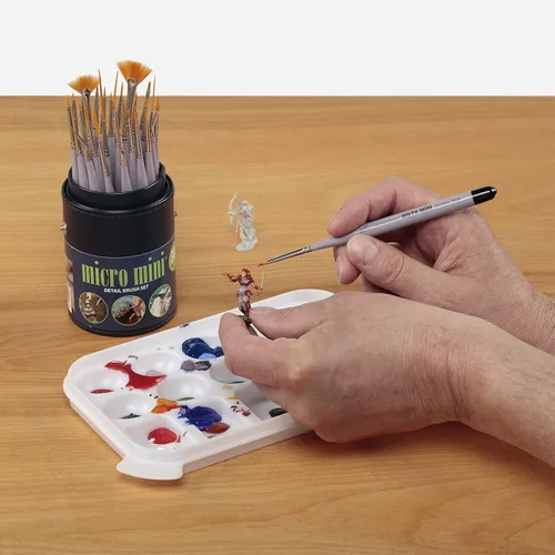 Miniatura 4 de Creative Mark Juego de 30 pinceles de pintura con microdetalles, mini pinceles para acrílico, acuarela, óleo, cara, uñas, pintura a escala y dibujo