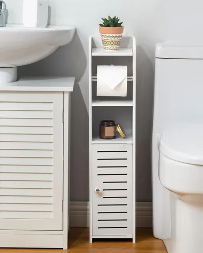 Miniatura 2 de AOJEZOR - Soporte para papel higiénico: gabinete de almacenamiento para baño pequeño con soporte para rollo de papel, ideal para colocar junto al