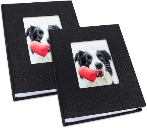 Miniatura 15 de Vienrose Álbum de fotos pequeño de 4 x 6 pulgadas, paquete de 2 mini libros de fotos con cubierta de lino, 26 páginas con capacidad para 52 Azul