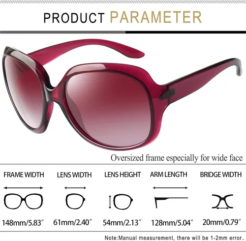 Miniatura 154 de Joopin Lentes de sol de gran tamaño para mujer, polarizados, grandes, para conducción, protección UV, grandes sombras