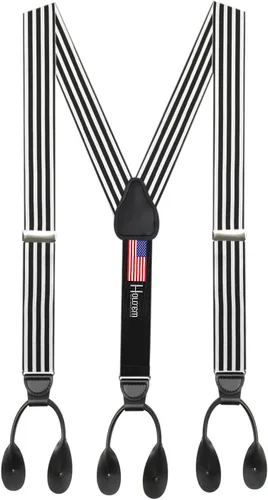 Tirantes para hombre fabricados en Estados Unidos Tirantes de esmoquin de piel auténtica recortados con extremo de botón no elástico