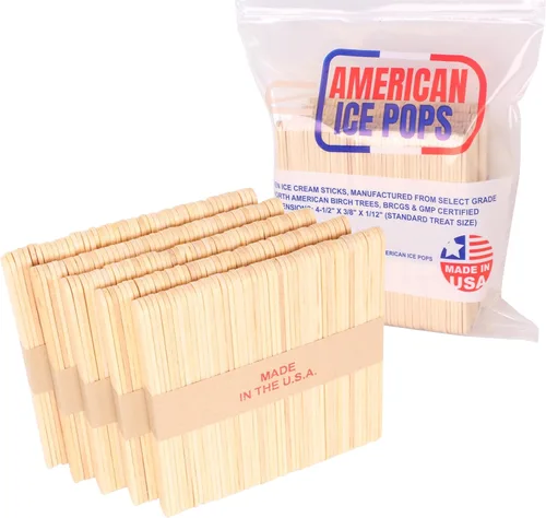 Miniatura 10 de Food Grade Popsicle Sticks Bulk Pack 100, 250, 500, 1000 Count by American Ice Pops Wood Ice Cream Sticks for Treats Small Wooden Sticks Natural
