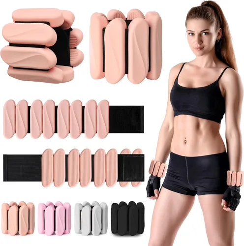 Miniatura 9 de Pesas de muñeca, paquete de 2 pesas de muñeca y tobillo portátiles para mujeres y hombres, pesas ajustables para brazo y pierna, brazaletes