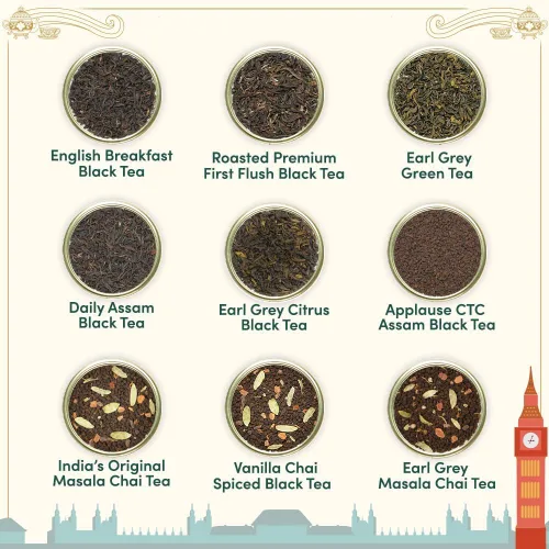 Miniatura 3 de VAHDAM - Juego de regalo de té de fin de semana en Londres, caja de regalo de edición de viaje, 9 variedades de Chai y té negro, sin gluten, sin OMG