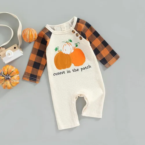 Miniatura 79 de Disfraz de Halloween para bebé niño y niña, mameluco de manga larga con diseño de calabaza, mameluco para Halloween