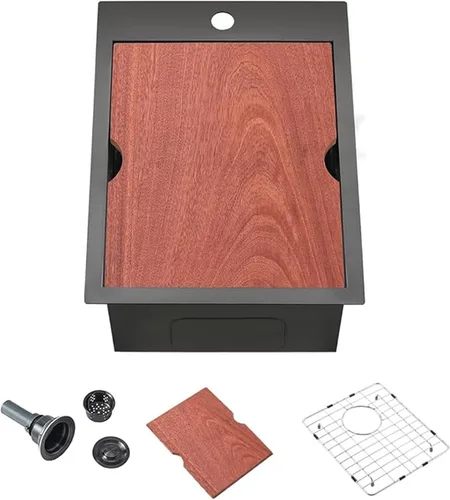 Miniatura 13 de VCCUCINE - Fregadero de cocina de 21 x 20 pulgadas, fregadero de cocina pequeño de acero inoxidable calibre 16, cuenco individual para exteriores