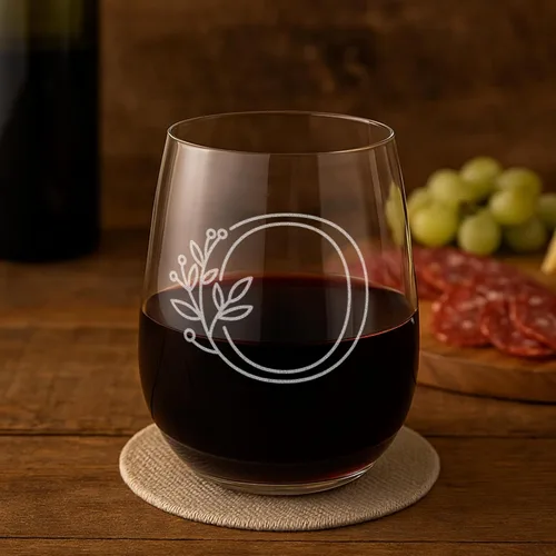 Miniatura 29 de On The Rox Drinks Regalos con monograma para mujeres y hombres – Letra A-Z inicial grabada monograma copa de vino sin tallo, regalo de vino