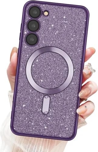 Miniatura 11 de Newseego Funda ultra magnética para Samsung Galaxy S22, funda de lujo con purpurina para mujeres y niñas, protección completa de la lente de la Negro
