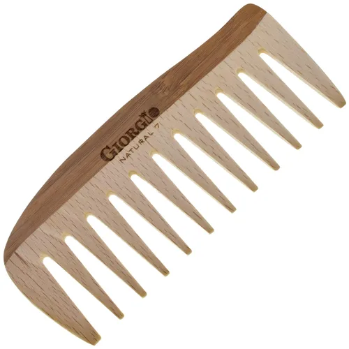 Miniatura 13 de Giorgio GIONAT6 Peine de Madera Natural Desenredante para el Cabello - Peine de Dientes Semi Finos y Anchos para Cabello Rizado, Peines de Bambú