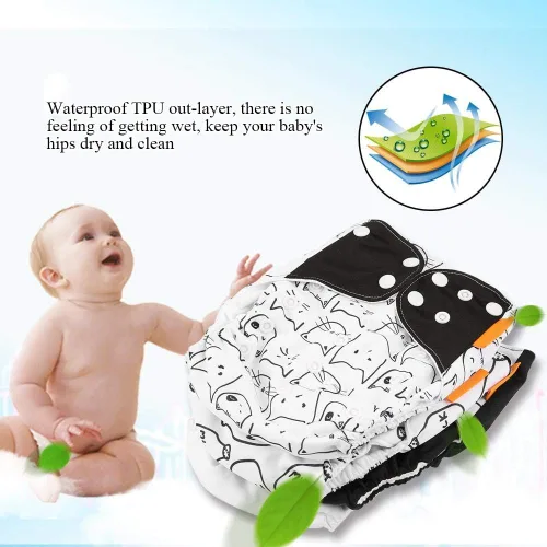 Miniatura 2 de 4 fundas para pañales de bebé, lavables y reutilizables, cómodas, suaves, secas y transpirables, tamaño ajustable (1#)