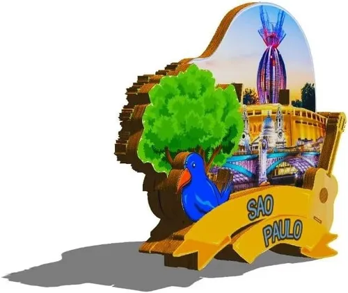 Miniatura 2 de Imán de Brasil Sao Paulo para nevera de madera 3D, monumentos de viaje, coleccionables, recuerdos, decoración hecha a mano -516