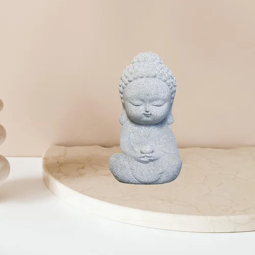 Miniatura 3 de Estatua de Buda de meditación, mini estatuas de decoración de Buda de piedra arenisca zen sentada para el hogar, escritorio, colección de decoración