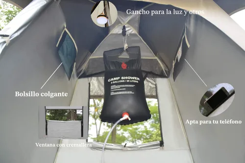 Miniatura 5 de Carpa de Ducha al Aire Libre Cambiador de Privacidad Carpas de Camping Portátiles Gris