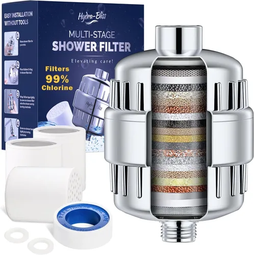 Filtro de ducha de 20 etapas: vitamina C mejorada, suavizante de agua dura, eliminación de cloro, revitaliza la piel, el cabello y las uñas con 3