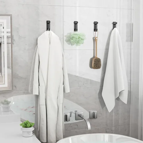 Miniatura 5 de Paquete de 6 ganchos de pared autoadhesivos para colgar: extra fuerte 13 libras, gancho para abrigo, toalla en baños, ducha, cocina, pared, gancho