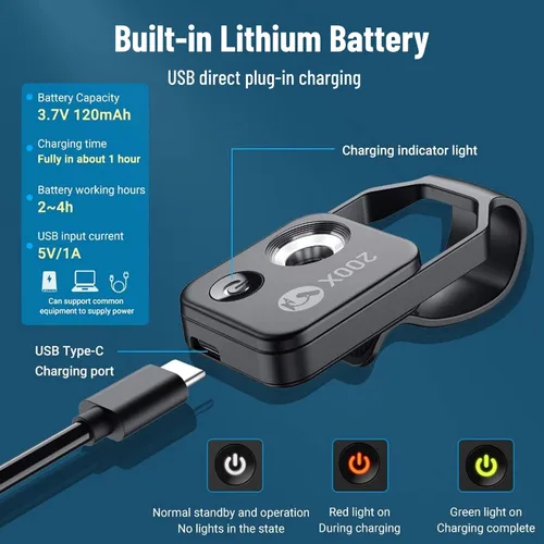 Miniatura 6 de Diyeeni Microscopios de bolsillo para teléfono, 200X Zoom Clip en Microscopios Lupa con lente CPL y luz LED, lente microscópica portátil