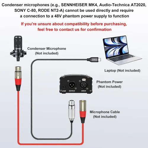 Miniatura 3 de J&D Cable de audio de micrófono USB C a XLR, cable trenzado USB C a XLR hembra para grabación de audio, micrófono dinámico, compatible con iPhone