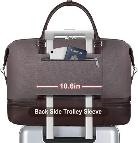 Miniatura 12 de IBFUN Bolsas de fin de semana para mujer, bolsa grande de lona para viaje, bolsa de viaje con compartimento para zapatos, 21 pulgadas, juego de 3