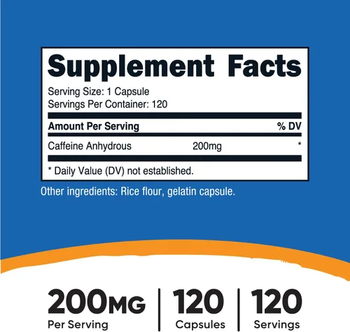 Miniatura 2 de Nutricost, Píldoras con cafeína, 4 lb por porción, 1