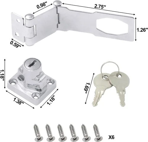 Miniatura 3 de Candados de pestillo de puerta, candados de cajón de escritorio de acero inoxidable sólido plegable 304, para cajones de 90 grados y 180 grados, 1