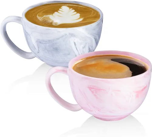 Yundu Tazas de café Mr and Mrs de 20 onzas, regalos de boda, regalos de compromiso para parejas, regalo de novia, taza de café de mármol de Rosado y