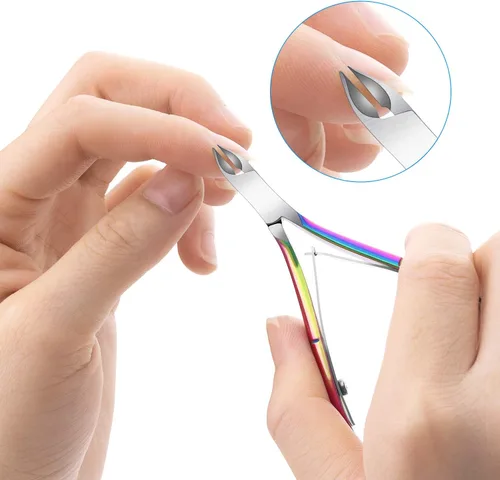 Miniatura 6 de Paquete de 4 pinzas de cutículas, recortadora de cutículas de acero inoxidable de alta calidad para manicura y pedicura en el hogar, spa/salón