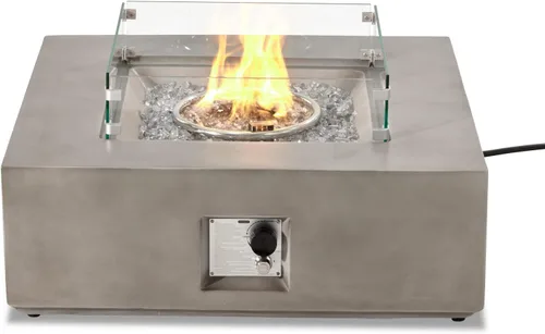 Miniatura 8 de COSIEST Mesa cuadrada para fogata de propano para exteriores, base de maceta de piedra sintética gris de 35 pulgadas, quemador de acero inoxidable