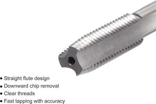 Miniatura 3 de uxcell Macho de roscar para fresado de roscas 3/8"-24 UNF, máquina de mano izquierda HSS (acero de alta velocidad) 6542 sin recubrimiento 3 flautas