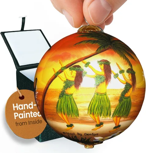 Miniatura 17 de Cornucopia Maui ornamento de Navidad de cristal pintado a mano con caja de regalo, recuerdo coleccionable CC/M