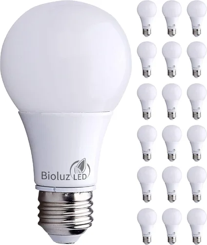 Bioluz LED 6 vatios equivalentes a bombillas A19 de 40 W para decoración del hogar, bombilla LED blanca fría de 4000 K, luces LED no regulables para
