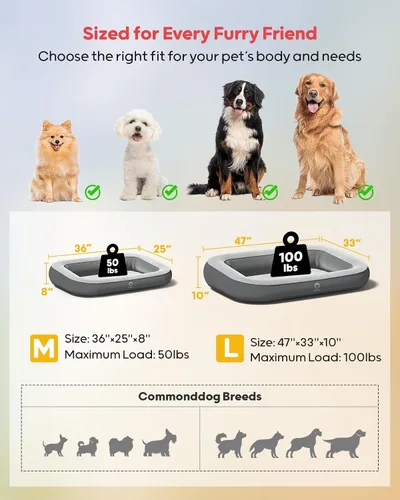 Miniatura 8 de QPAU Cama inflable para perros de 47 pulgadas para viajes en casa y al aire libre, colchón para mascotas para perros pequeños, medianos y grandes