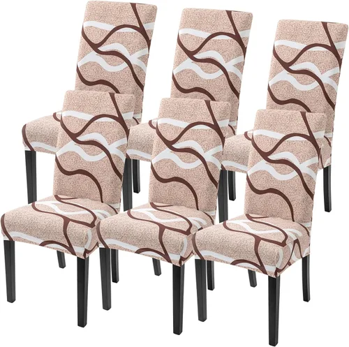 Miniatura 60 de SearchI Juego de 4 fundas para sillas de comedor, elásticas con estampado floral, fundas deslizables para sillas Parsons de spandex, removibles